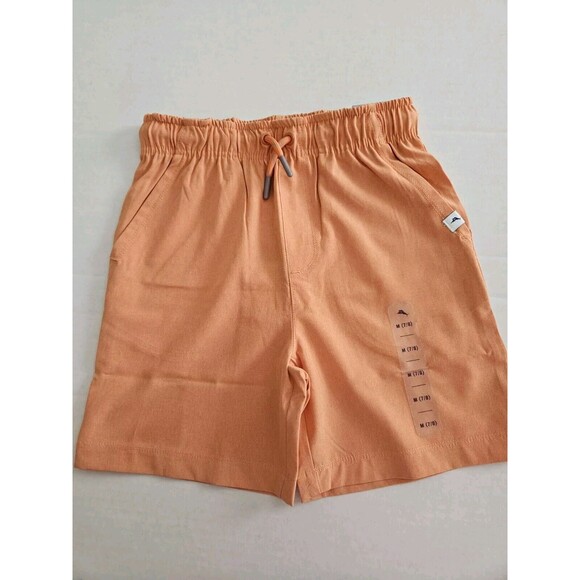 Tommy Bahama Boys Orange Swim Athletic Shorts Drawstring Elastic Waist M 7/8 NWT - Picture 1 of 9